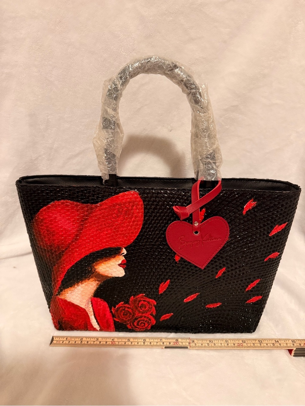 Bayong Kultura Handpainted and Handwoven Bayong Tote Bag Red Hat Lady Purse - Picture 1 of 13